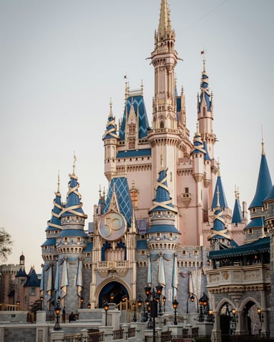 Disney World castle at Walt Disney World, Orlando, Florida at early morning