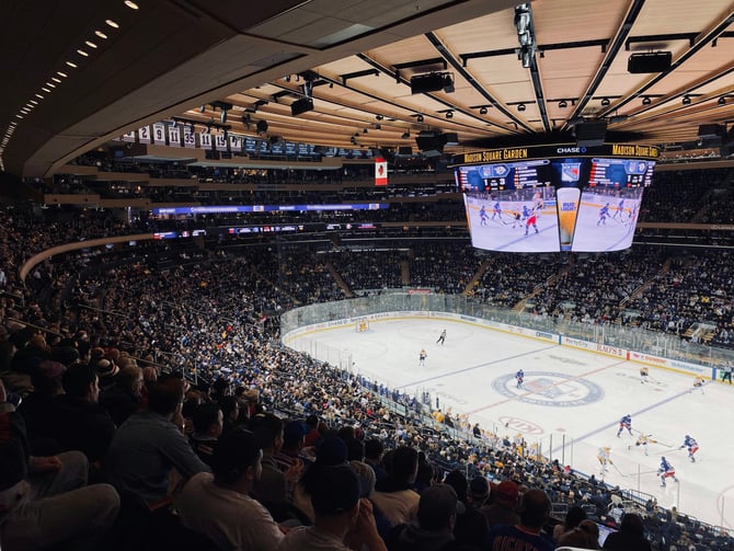 Full arena ice hockey game at Madison Square Garden